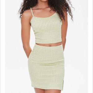 F21 gingham cropped Cami/skirt set